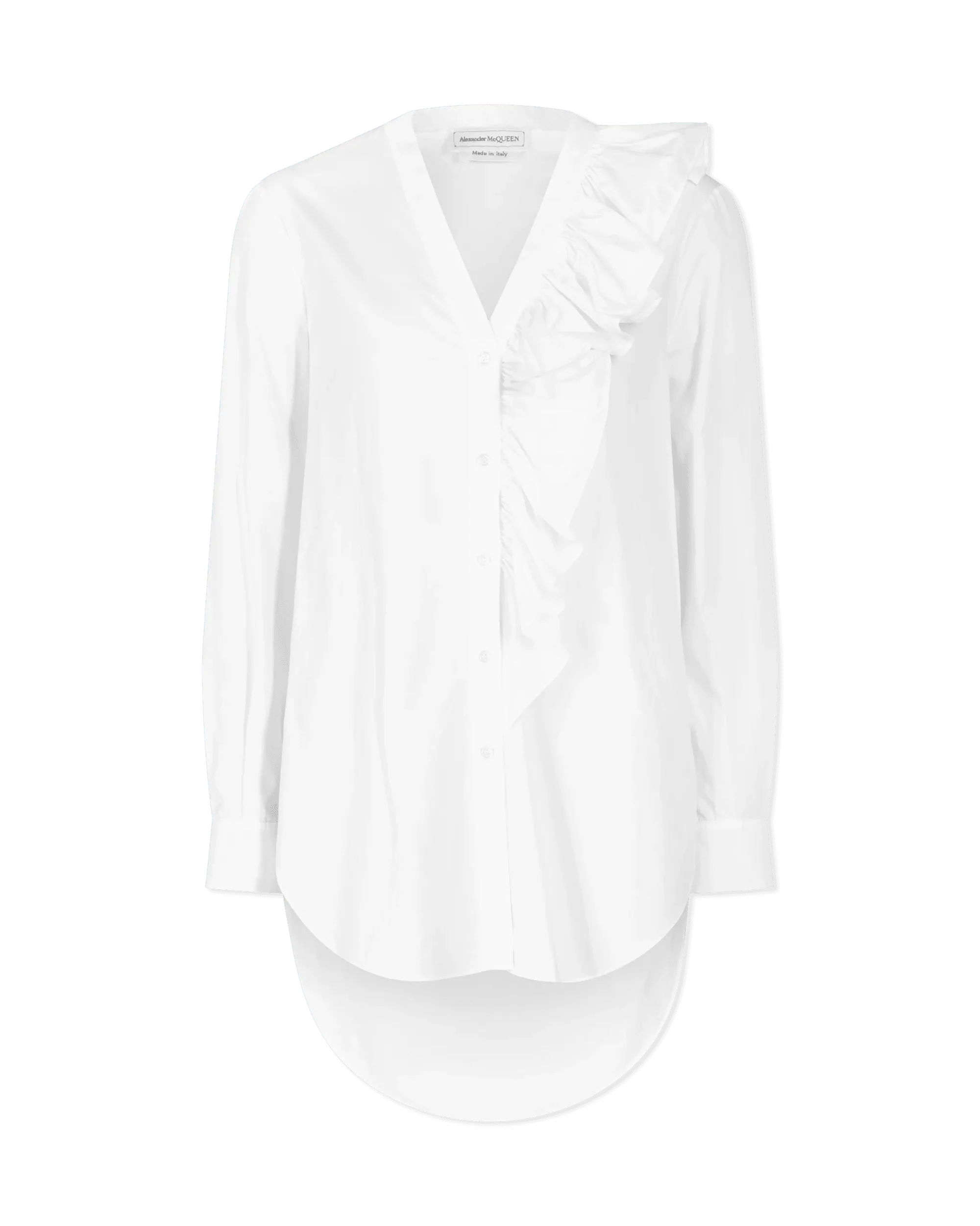 Organic Poplin Asymmetrical Ruffled ShirtPlush Shirts