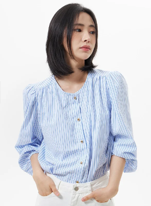 Puff Sleeve Pinstripe Blouse OA320Quick-Dry Shirts