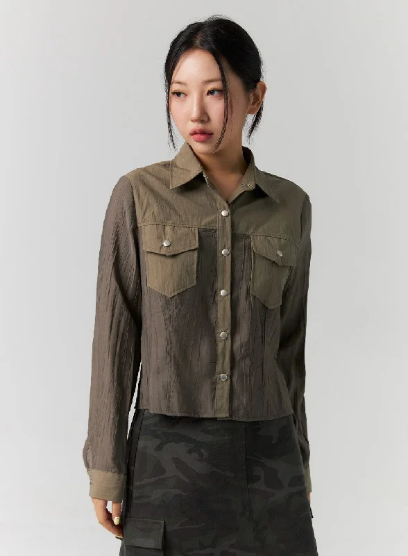 Color Block Button-Down Shirt CS311Ribbed Cuff Shirts