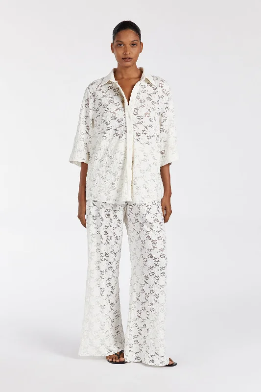 LOULA WHITE LACE SHIRTStriped Shirts