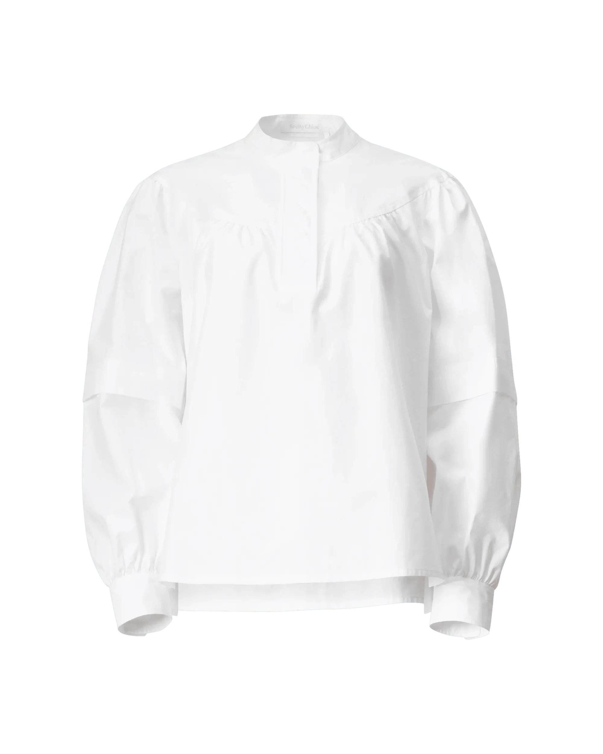 Collarless Puff Sleeve BlouseUV-Protection Shirts