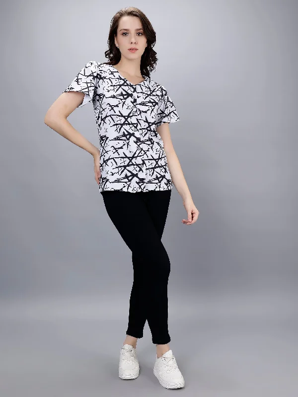 Black & White Silk Crepe Abstract Digital Printed ShirtCamping Shirts