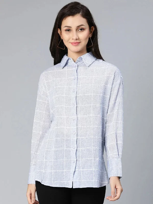 Conceal blue check printed women shirtLayered Shirts