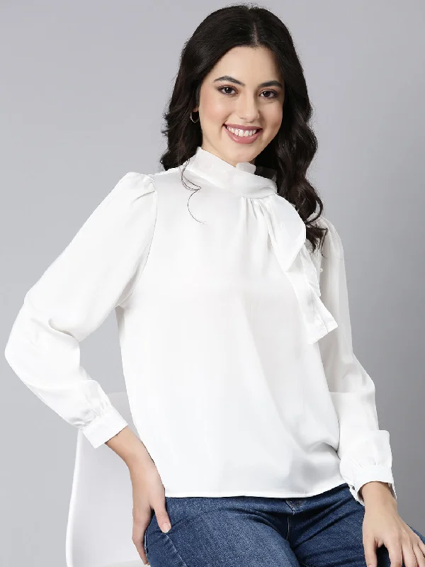 Women Solid Shirt Style White Top-9150-1-WhiteWork Shirts