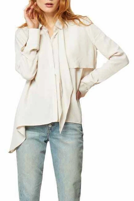 Ferra Asymmetric Tie Neck Blouse In IvoryAsymmetrical Shirts