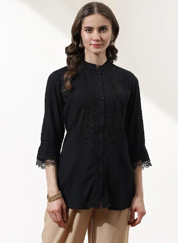 Black Phool Collection Pintuck ShirtPrinted Shirts