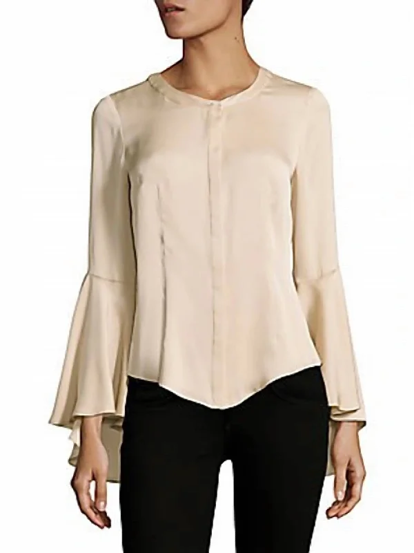 Michelle Stretch-Silk Blouse In BalletButton-Up Shirts