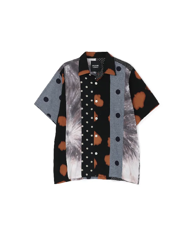 Print & Dye Patchwork Shirt - Black / NavyUrban Shirts