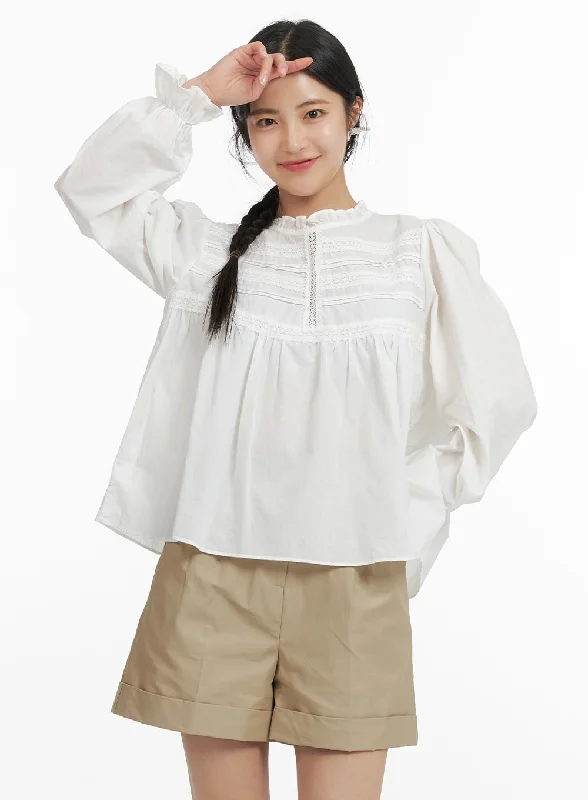 Frill Lace Blouse OF419Statement Shirts