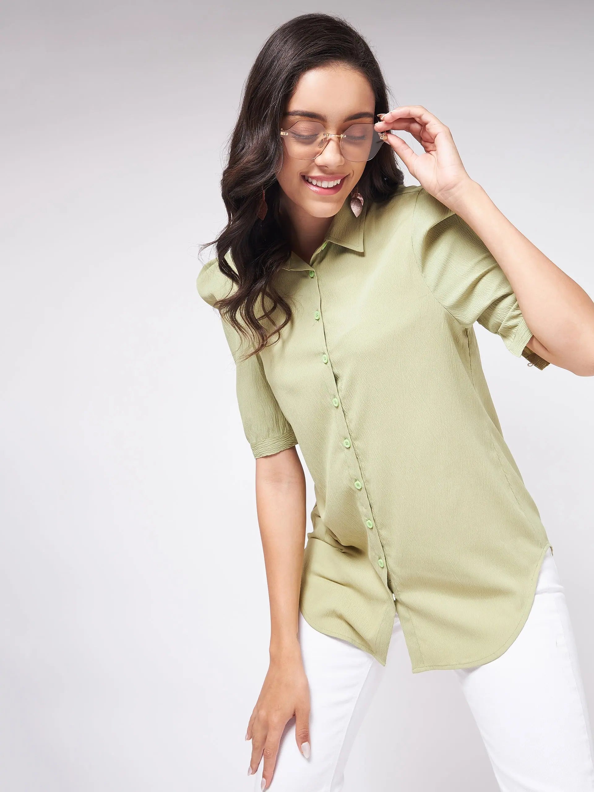 Flaunt Yourself In Solid Pleated Sleeves ShirtFestival Shirts