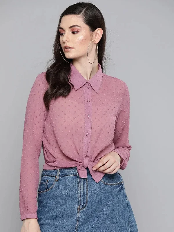 Purple Dobby Sheer Boxy ShirtLounge Shirts