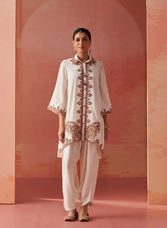 Zoha Ivory Embroidered Rayon Shirt for WomenCollaborative Shirts