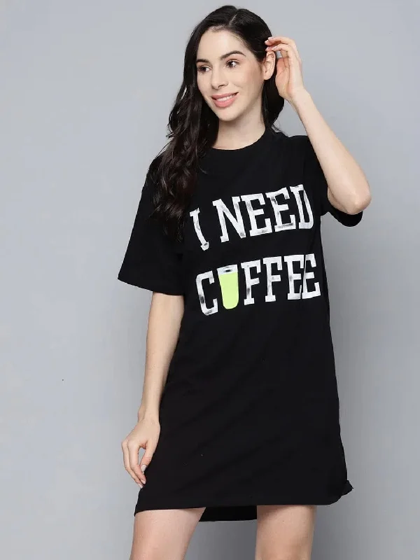 Black I-Need-Coffee SleepshirtGym Shirts