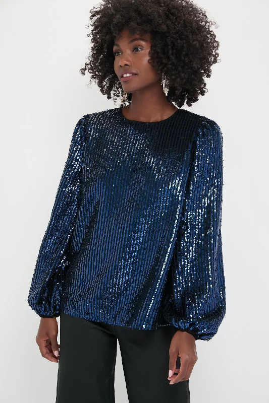 Navy and Black Sequin Katy BlouseFlannel Shirts