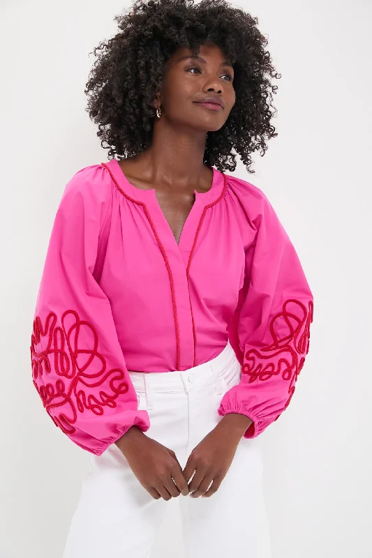 Pink & Red Soutache Stella BlouseDenim Shirts