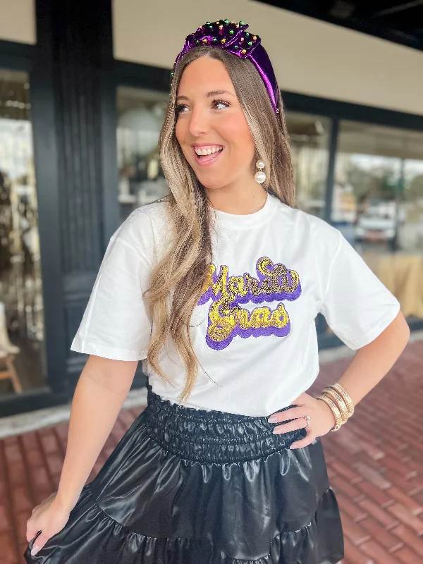 Mardi Gras Shirt-WhiteMetallic Shirts