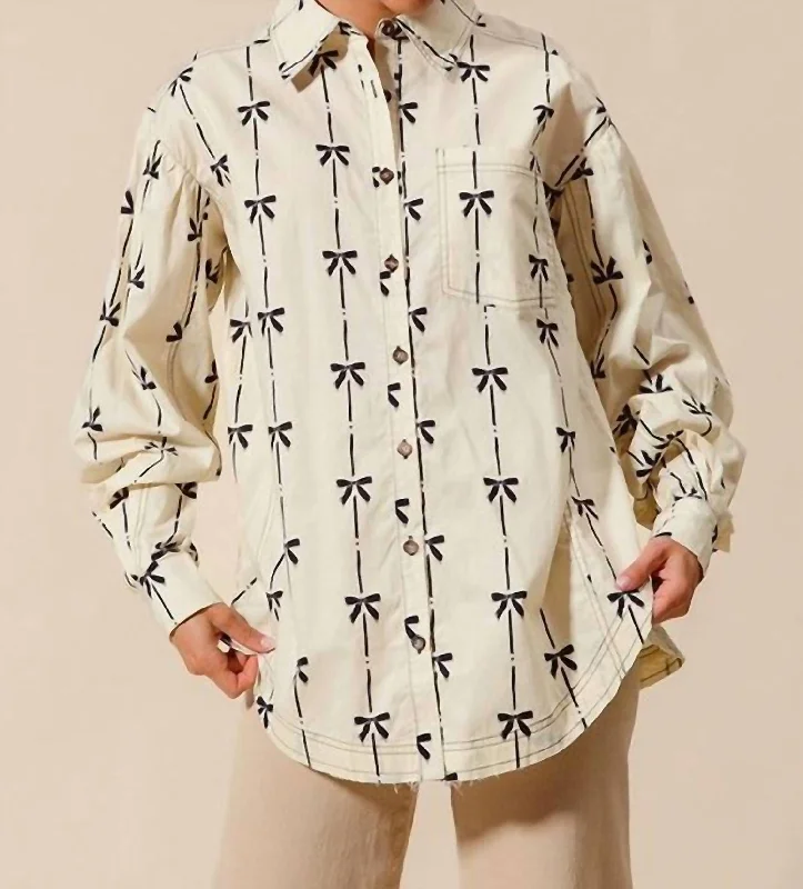 Bobbi Bow Shirt In IvoryVelvet Shirts