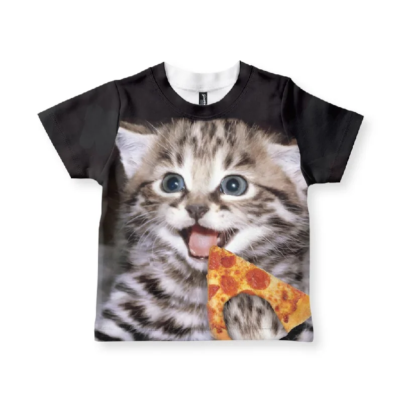 Striped T-ShirtsHappy Pizza Cat Kid's T-Shirt