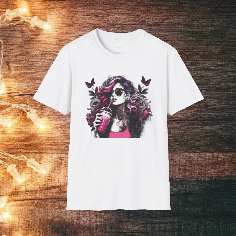 Embellished T-ShirtsButterfly Woman Unisex Softstyle T-Shirt