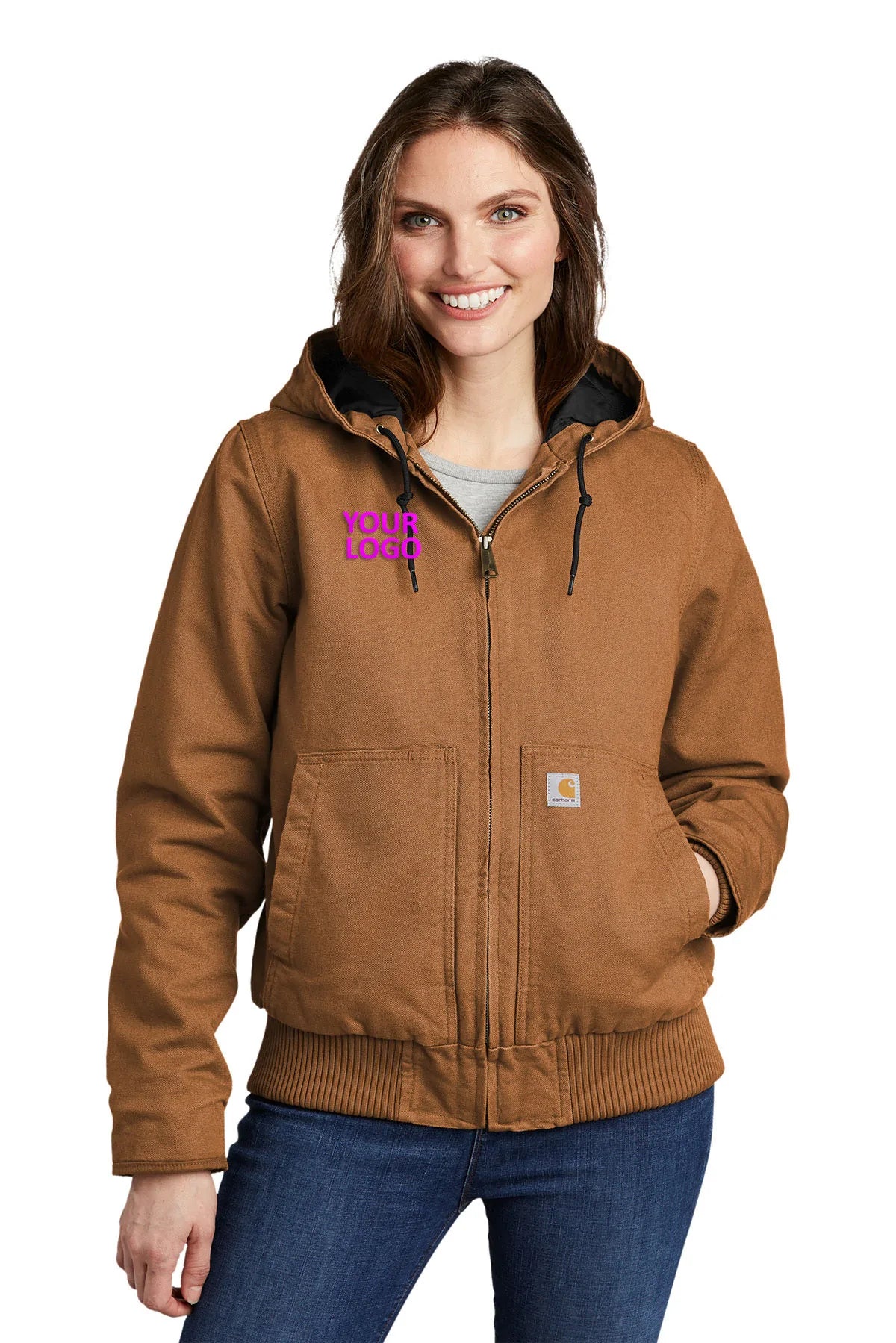 Hooded JacketsCarhartt Womens Washed Duck Custom Jackets, Carhartt Brown