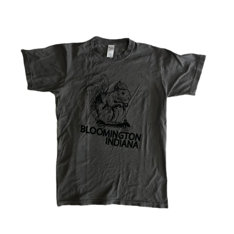 Sequined T-ShirtsBloomington Indiana Squirrel on a Bird T-shirt - Iron Grey