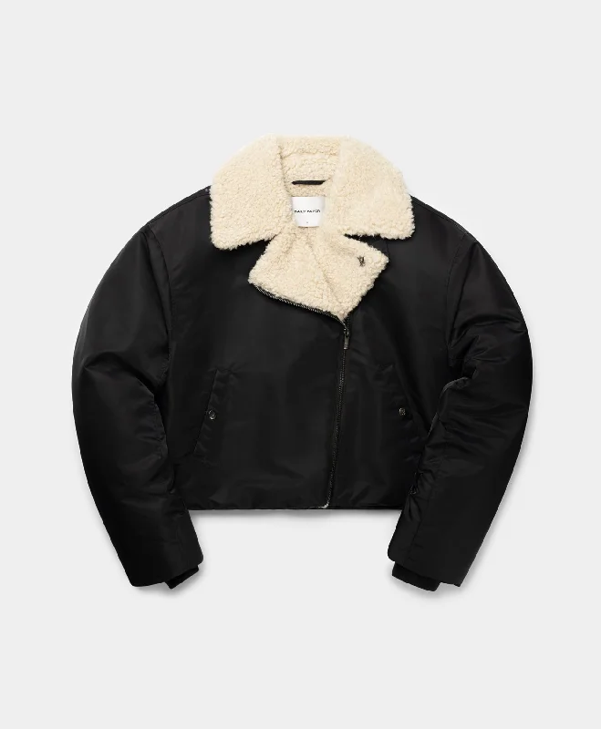 Ribbed Cuff JacketsBlack Lyan Bomber Jacket