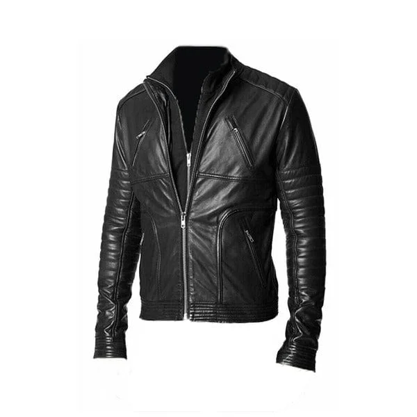 Varsity JacketsNew Men's Black Soft Leather Jacket Biker Genuine Leather Jacket