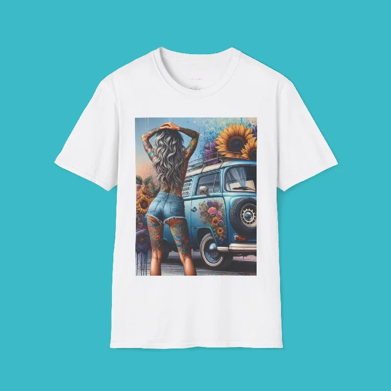 Longline T-ShirtsGothic Woman Tattoos and Campervan T-Shirt