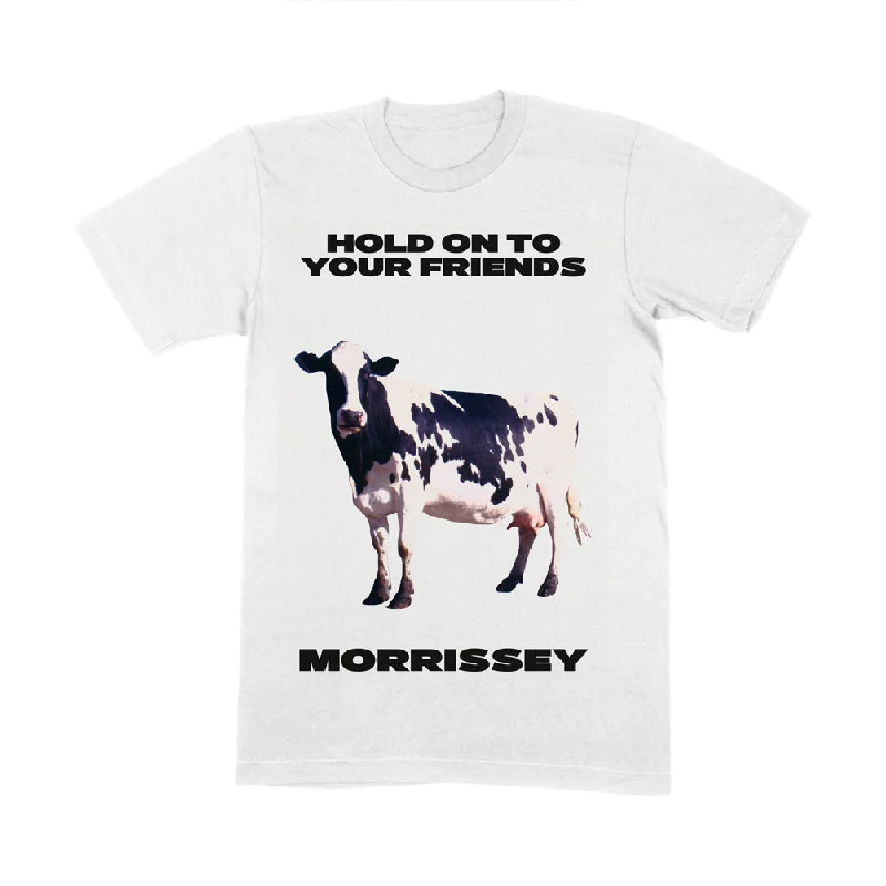 Blended Fabric T-ShirtsHold Onto Your Cow T-Shirt White