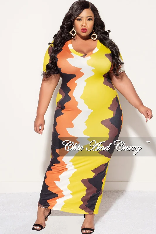 Final Sale Plus Size Midi BodyCon Dress in Orange & Mustard Camo  Design PrintWomen's beach tops