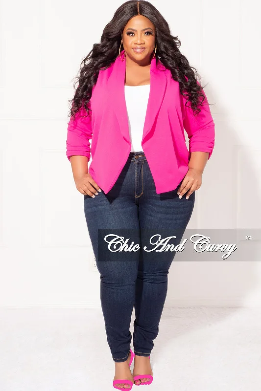 Final Sale Plus Size Blazer in FuchsiaPlus size women's V-neck tops