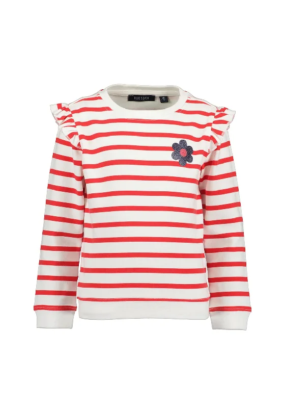 Hiking Knit TopsBlue Seven Girls Stripe Long Sleeve Sweater, Red