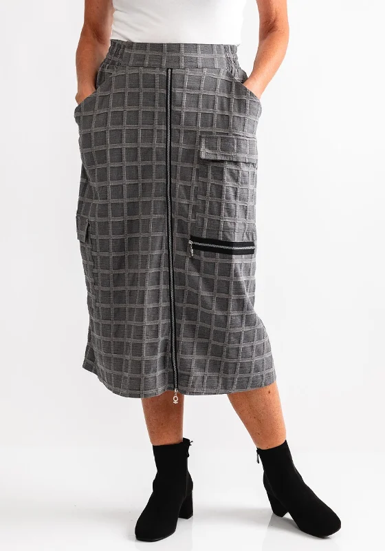 My Soul Embossed Check Midi Skirt, GreyTactical Skirt