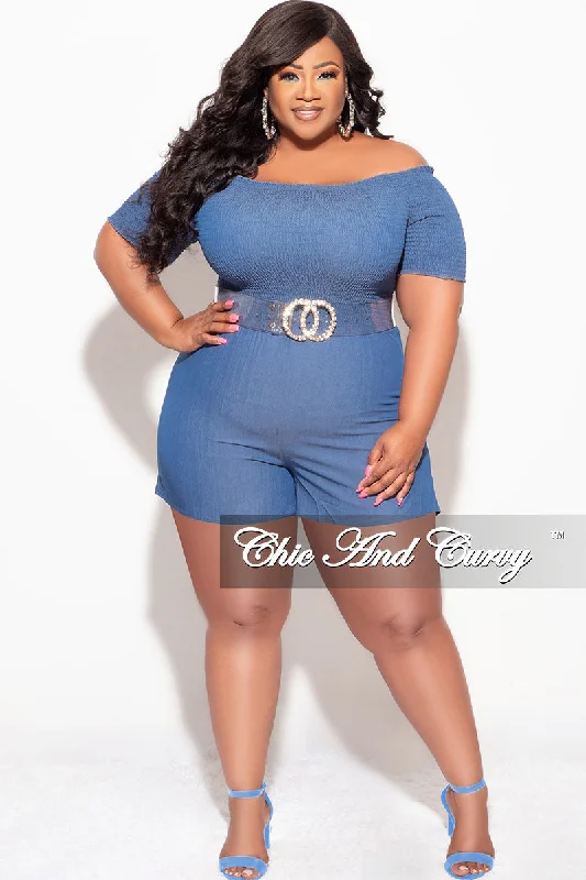 Final Sale Plus Size Romper in Chambray BlueWomen's designer tops