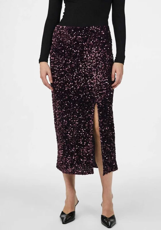 Y.A.S Ativo Sequin Midi Skirt, PurpleOffice Skirt