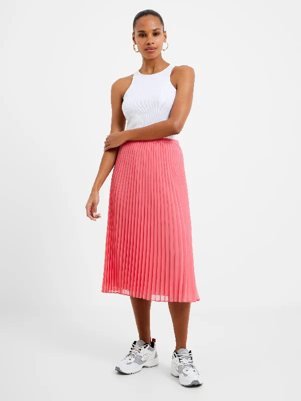 Pleated Solid Midi SkirtTutu