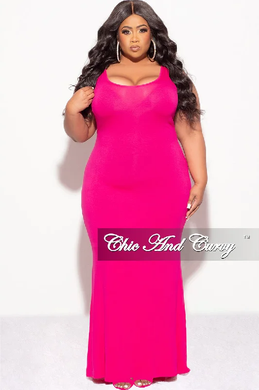 Final Sale Plus Size Tank Maxi Dress in FuchsiaWomen's party tops