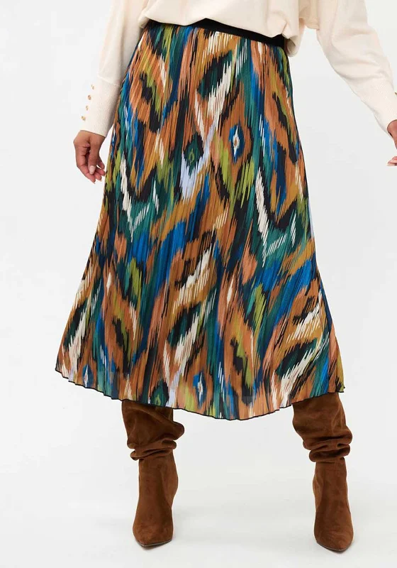 EsQualo Printed Plisse Midi Skirt, MulticolouredSilk Skirt