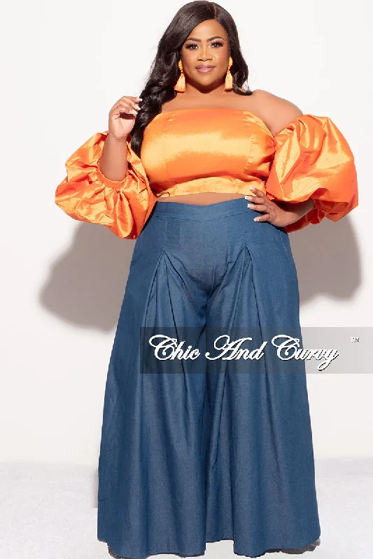 Final Sale Plus Size Wide Leg Pants in Dark DenimKnitted 