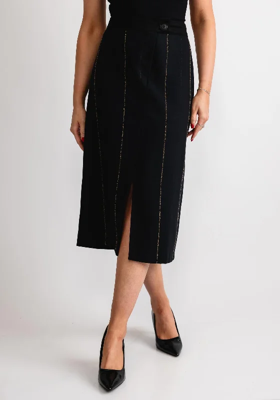 Naya Pinstripe Midi Pencil Skirt, BlackWind Skirt