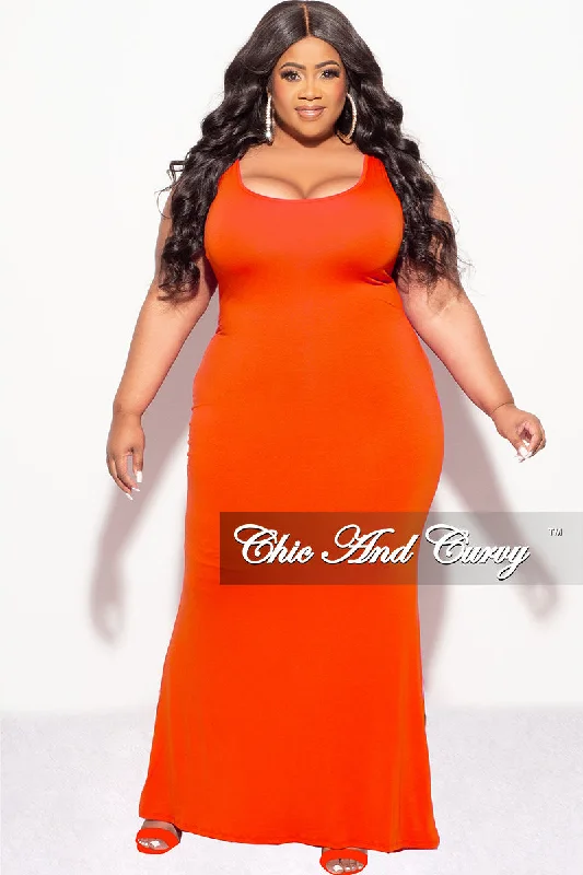 Final Sale Plus Size Tank Maxi Dress in OrangeWomen's beach tops