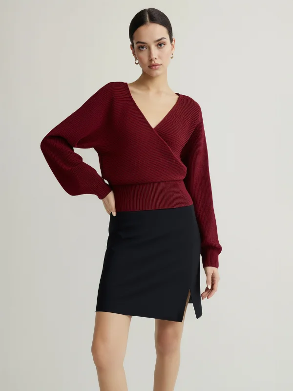 Sequined Knit TopsCriss Cross Cinched Sweater