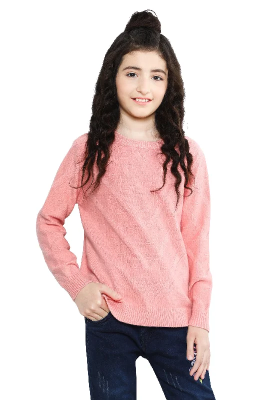 Organic Cotton Knit TopsGirls Sweater SKU: KGE-0167-PEACH