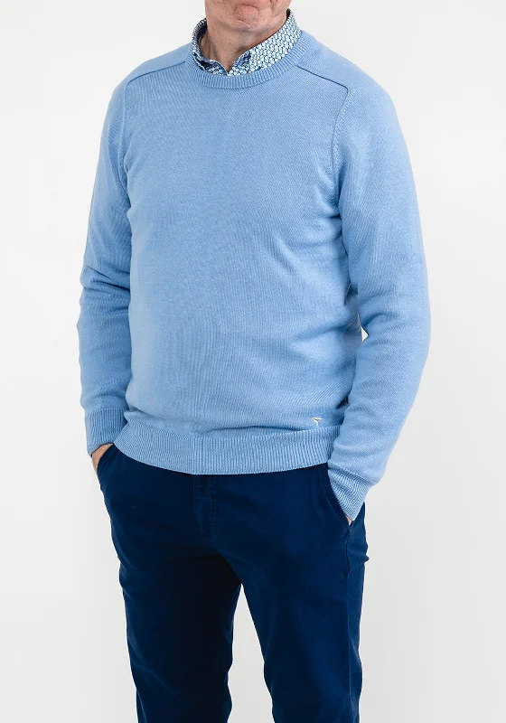 Mohair Knit TopsDaniel Grahame O Neck Sweater, Sky Blue