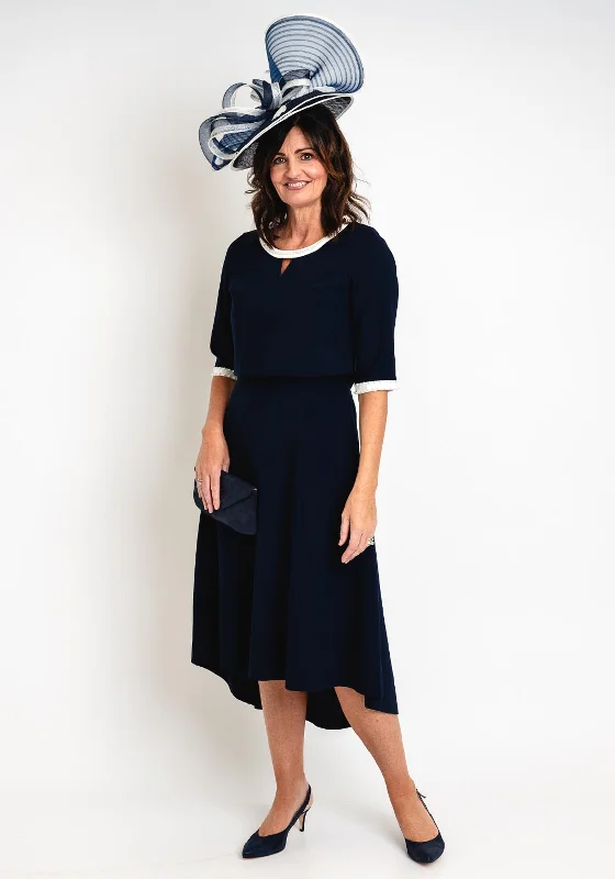 Sari DressLizabella Pearl Trim A-Line Midi Dress, Navy