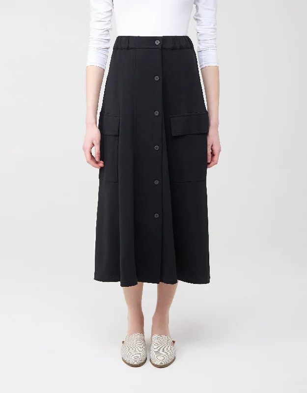 29"-33"-37" Jersey Button Skirt with Elastic Waist and Cargo PocketsPetticoat