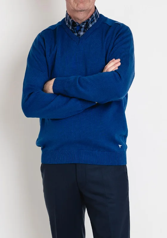 Statement Knit TopsDaniel Grahame V Neck Sweater, Dark Blue