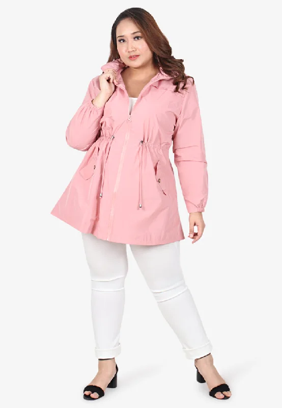 Windsor Plus Size Travel Windbreaker - PinkLarge women's slim tops