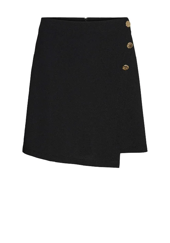 Vero Moda Enge Short Button Detail Mini Skirt, BlackProm Skirt