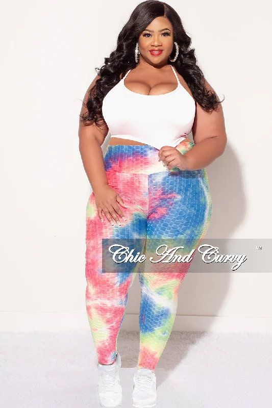 Final Sale Plus Size Honey Comb Leggings in Pink, Blue, Neon Green Tie Dye (Pants Only)Women's dating tops